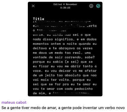 se a gente tiver medo de amar,