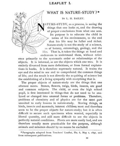 Bailey's, "What is Nature Study?" published