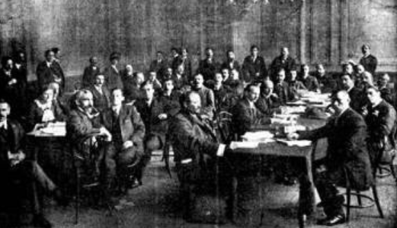 Primer congreso de la II AIT, en Bruselas.