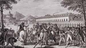 Motín de Aranjuez, destitución de Godoy y abdicación de Carlos IV en Fernando VII.