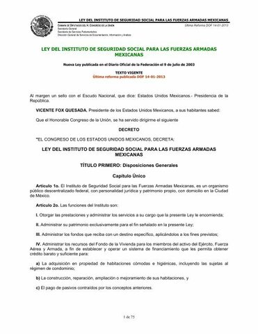 Ley del Instituto de Seguridad Social de las Fuerzas Armadas Mexicanas (ISSFAM)