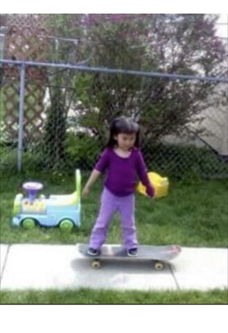 My first time on a skateboard