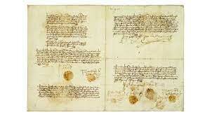 Concordia de Segovia, por al que Isabel y Fernando acuerdan el gobierno conjunto de Castilla.