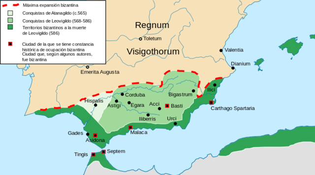 Bizantziarrek Iberiar penintsularen okupazioa.