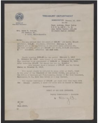 Letter from the Treasury Department