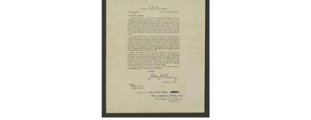 Forbes Allen gets a letter from John J. Pershing