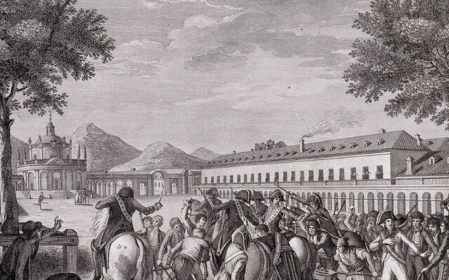 Motín de Aranjuez, destitución de Godoy y abdicación de Carlos IV en Fernando VII