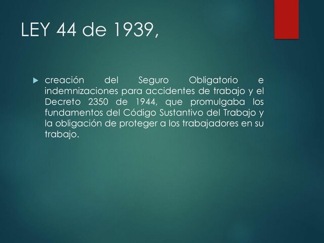 Ley 44 de 1939 en Colombia
