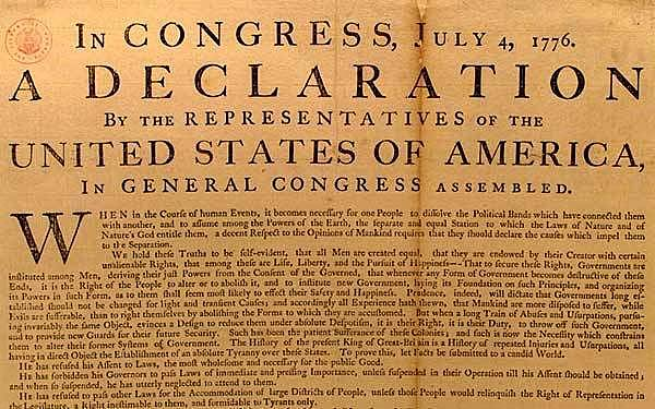 Declaración de Independencia de 13 colonias americanas