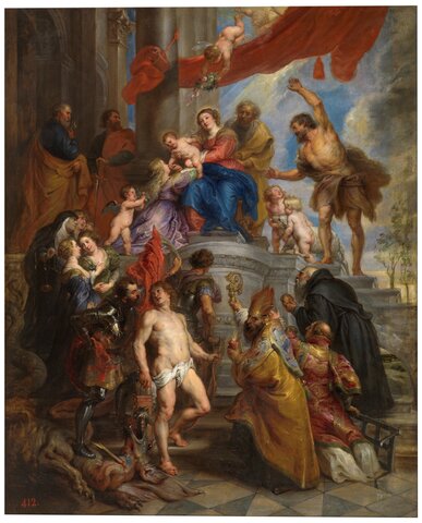 "La Sagrada Familia rodeada de santos" artelana (Rubens)