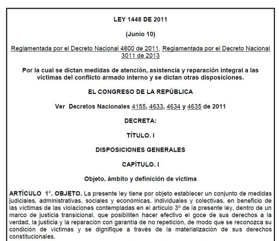 Derechos humanos: Ley 1448 de 2011