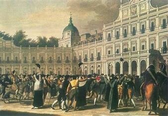 Motín de Aranjuez, destitución de Godoy y abdicación de Carlos IV en Fernando VII.