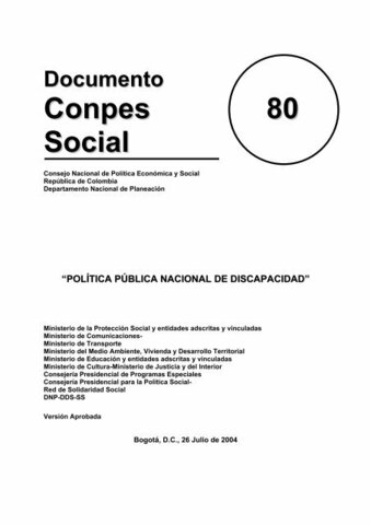 EL CONPES SOCIAL 80