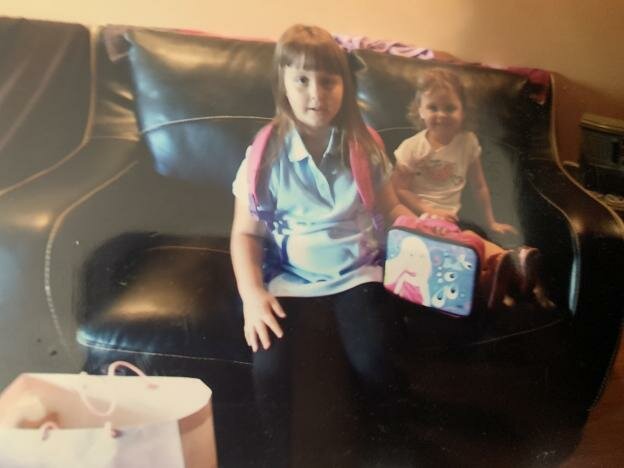 My first day at school with my little sister supporting me