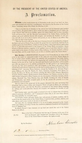 Emmancipation Proclamation takes effect