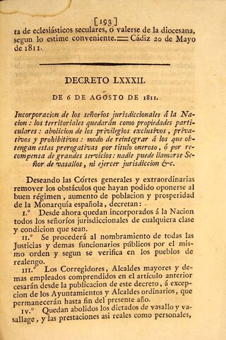 Decreto de abolición del régimen jurisdiccional de los señoríos