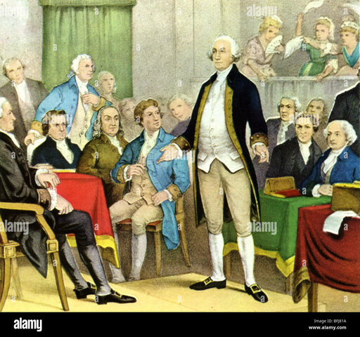 Nombramiento de George Washington como jefe y comandante del ejército colonial.