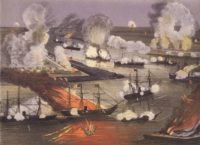 In April Admiral David Farragut with his 40 Ships slipped past two Confederate forts and within a few days captured New Orleans