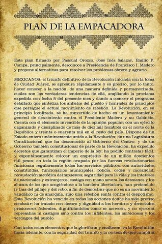 Levantamiento de Orozco: PLAN DE LA EMPACADORA