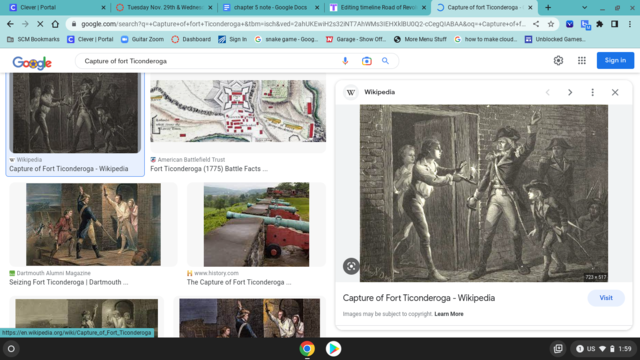 Capture of fort Ticonderoga