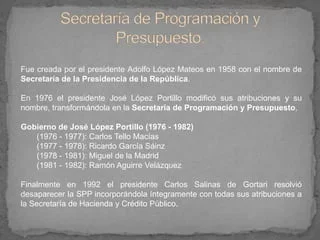 Creación de la Secretaría de Programación y Presupuesto.