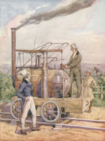 George Stephenson constructs his first successful steam locomotive