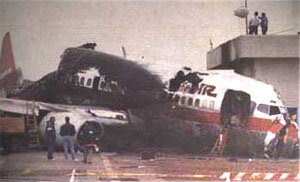 USAir Flight 1493 collides with a smaller aircraft