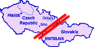 Czechoslovakia peacefully divides