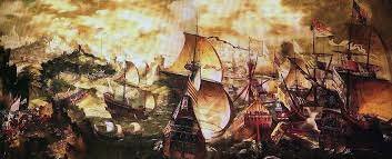 Francis Drake burns the first Armada