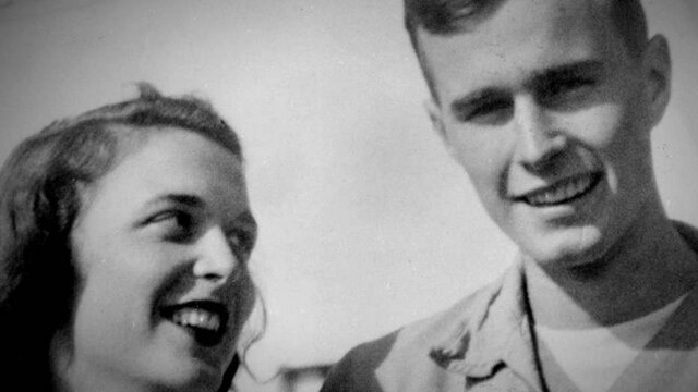 Barbara  and George Bush meet