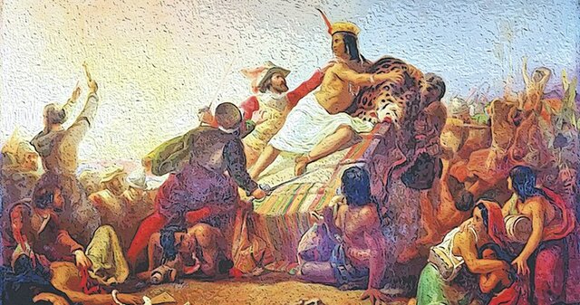 (América)-Francisco Pizarro apresa al Inca Atahualpa