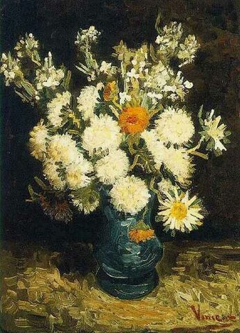 Flowers in a Blue Vase