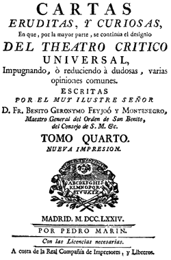 Cartas eruditas y curiosas: Benito Jerónimo Feijoo