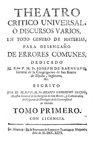 Teatro crítico universal: Benito Jerónimo Feijoo