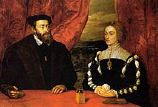 a la muerte de Fernando, el católico, su nieto Carlos de Habsburgo, fue proclamado rey Carlos I de Aragón y Castilla.