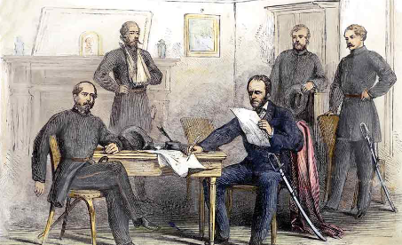 General Joseph Johnston signs the surrender document