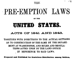 Preemption Act of 1841 passed