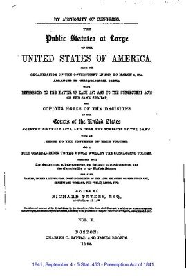 Preemption Act of 1841 passed