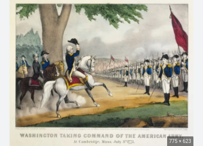 Washington arrives on outskirts of Boston with Continental troops