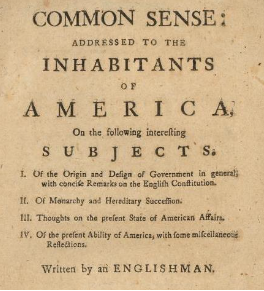 Common sense" published by thomas paine
