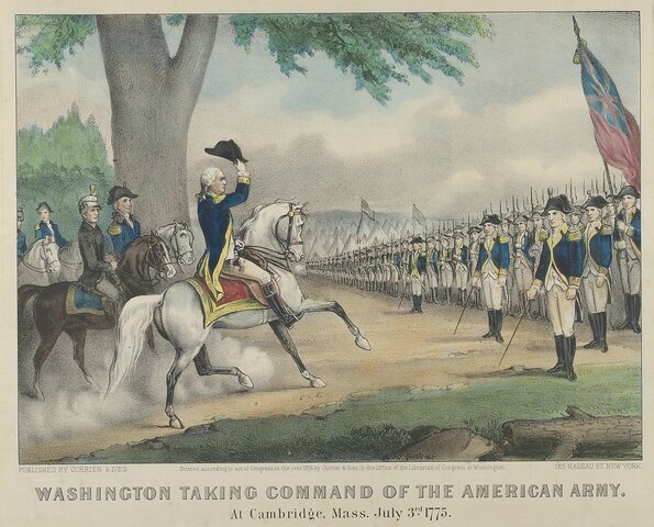 washington arrives with troops on outskirts of boston