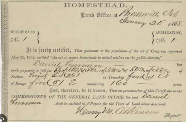 Homestead Act passed