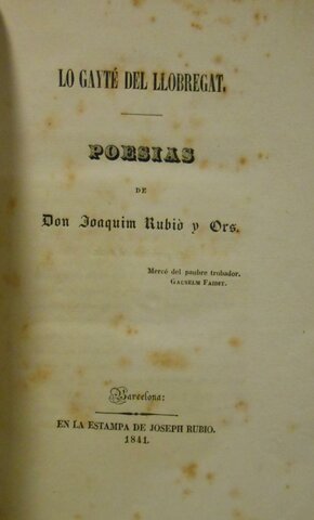 Recull de poesies de J.Rubió i Ors