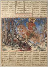 Bahram Gur Fights the Karg, folio from the Great Il-Khanid