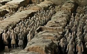 Terra cotta warriors from mausoleum of the first Qin emperor of China