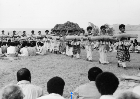 Presentation of Fijian mats and tapa cloths to Queen Elizabeth II