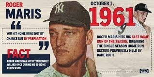 Maris beats Ruth's single season HR record