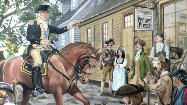 Washington arrives at Boston with Continental Troops