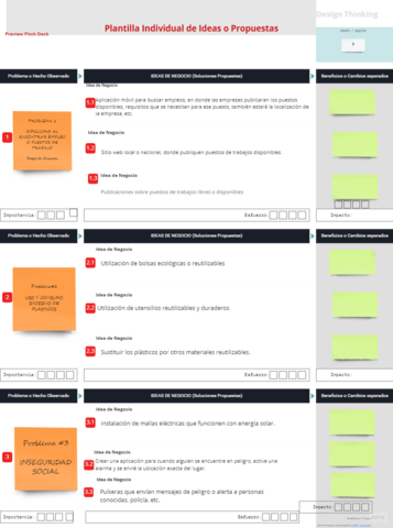 Plantillas individuales de ideas o propuestas