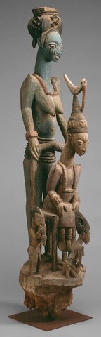 Veranda post of enthroned king and senior wife (Opo Ogoga) (African)